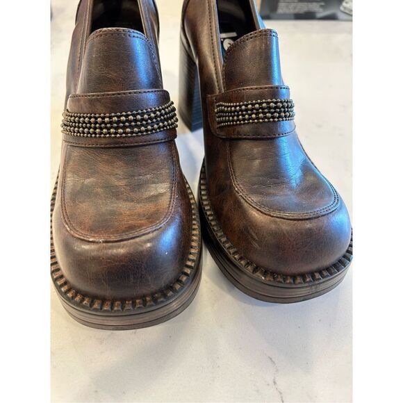 LEI vintage 90s y2k chunky brown platform Oxford shoes heels 8.5 - Picture 3 of 7